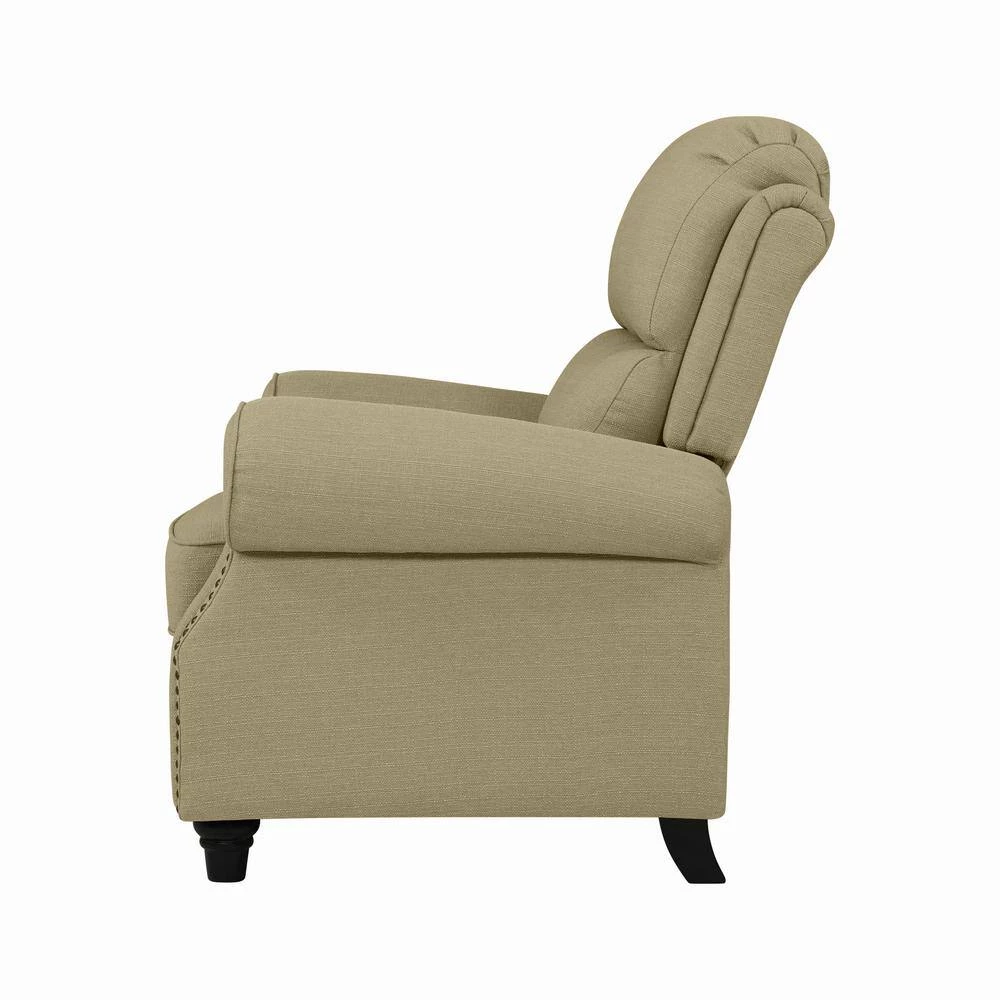 Barley Tan Linen-Like Fabric Pushback Recliner with Bronze Nailhead Trim by ProLounger 5 Barley Tan Linen-Like Fabric Pushback Recliner with Bronze Nailhead Trim by ProLounger - Image 3