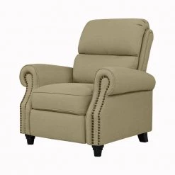 Barley Tan Linen-Like Fabric Pushback Recliner with Bronze Nailhead Trim by ProLounger 24 Barley Tan Linen-Like Fabric Pushback Recliner with Bronze Nailhead Trim by ProLounger -DealsProLounger Store barley tan linen like prolounger recliners a165433 44 1000