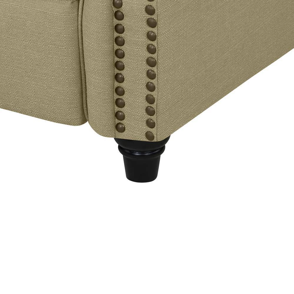 Barley Tan Linen-Like Fabric Pushback Recliner with Bronze Nailhead Trim by ProLounger 14 Barley Tan Linen-Like Fabric Pushback Recliner with Bronze Nailhead Trim by ProLounger - Image 12