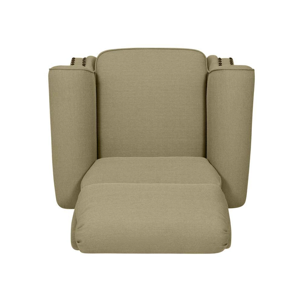 Barley Tan Linen-Like Fabric Pushback Recliner with Bronze Nailhead Trim by ProLounger 6 Barley Tan Linen-Like Fabric Pushback Recliner with Bronze Nailhead Trim by ProLounger - Image 4