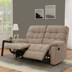 60 in. Barley Tan Tufted Polyester 2-Seater Reclining Loveseat with Round Arms by ProLounger 27 60 in. Barley Tan Tufted Polyester 2-Seater Reclining Loveseat with Round Arms by ProLounger -DealsProLounger Store barley tan prolounger loveseats rcl48 cnf82 2s 31 1000