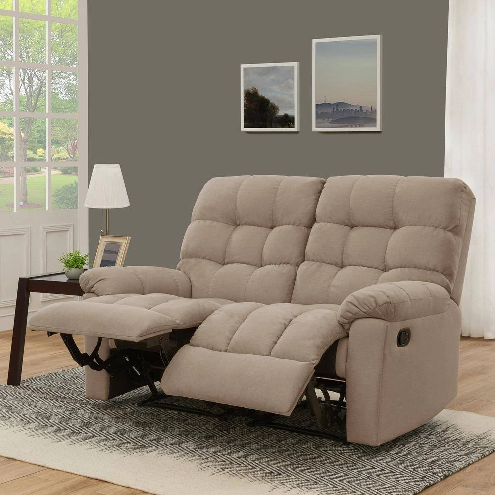 60 in. Barley Tan Tufted Polyester 2-Seater Reclining Loveseat with Round Arms by ProLounger 15 60 in. Barley Tan Tufted Polyester 2-Seater Reclining Loveseat with Round Arms by ProLounger - Image 13