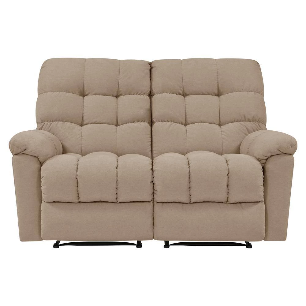 60 in. Barley Tan Tufted Polyester 2-Seater Reclining Loveseat with Round Arms by ProLounger 10 60 in. Barley Tan Tufted Polyester 2-Seater Reclining Loveseat with Round Arms by ProLounger - Image 8