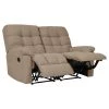 60 in. Barley Tan Tufted Polyester 2-Seater Reclining Loveseat with Round Arms by ProLounger