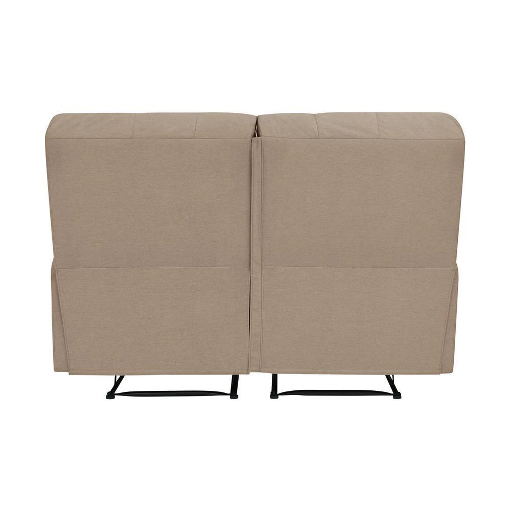 60 in. Barley Tan Tufted Polyester 2-Seater Reclining Loveseat with Round Arms by ProLounger 8 60 in. Barley Tan Tufted Polyester 2-Seater Reclining Loveseat with Round Arms by ProLounger - Image 6
