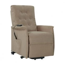 Power Recline and Lift Chair in Barley Tan Plush Low-Pile Velour by ProLounger -DealsProLounger Store barley tan prolounger recliners rcl78 cnf82 lt 1f 1000