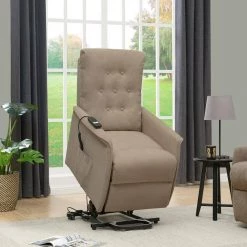 Power Recline and Lift Chair in Barley Tan Plush Low-Pile Velour by ProLounger -DealsProLounger Store barley tan prolounger recliners rcl78 cnf82 lt 31 1000