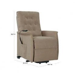 Power Recline and Lift Chair in Barley Tan Plush Low-Pile Velour by ProLounger -DealsProLounger Store barley tan prolounger recliners rcl78 cnf82 lt 40 1000