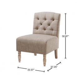 Lina Beige Tufted Upholstered Armless Slipper Chair by Madison Park -DealsProLounger Store beige madison park accent chairs fpf18 0172 40 1000