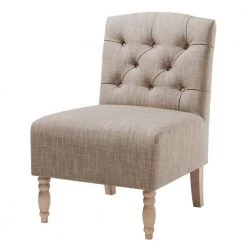 Lina Beige Tufted Upholstered Armless Slipper Chair by Madison Park