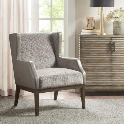Benjamin Cream/Taupe Dark coffee Finish Recessed Arm Accent Chair by Madison Park 16 Benjamin Cream/Taupe Dark coffee Finish Recessed Arm Accent Chair by Madison Park -DealsProLounger Store beige madison park accent chairs mp100 1006 31 1000