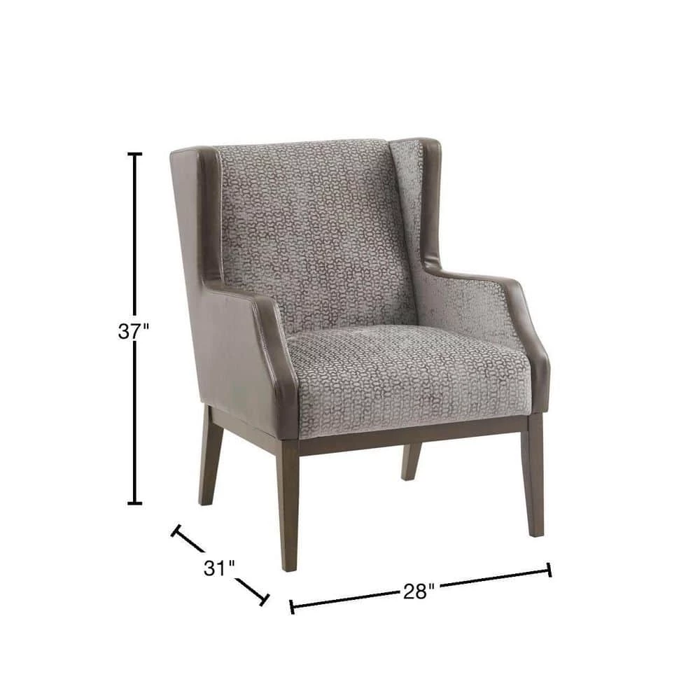 Benjamin Cream/Taupe Dark coffee Finish Recessed Arm Accent Chair by Madison Park 4 Benjamin Cream/Taupe Dark coffee Finish Recessed Arm Accent Chair by Madison Park - Image 3