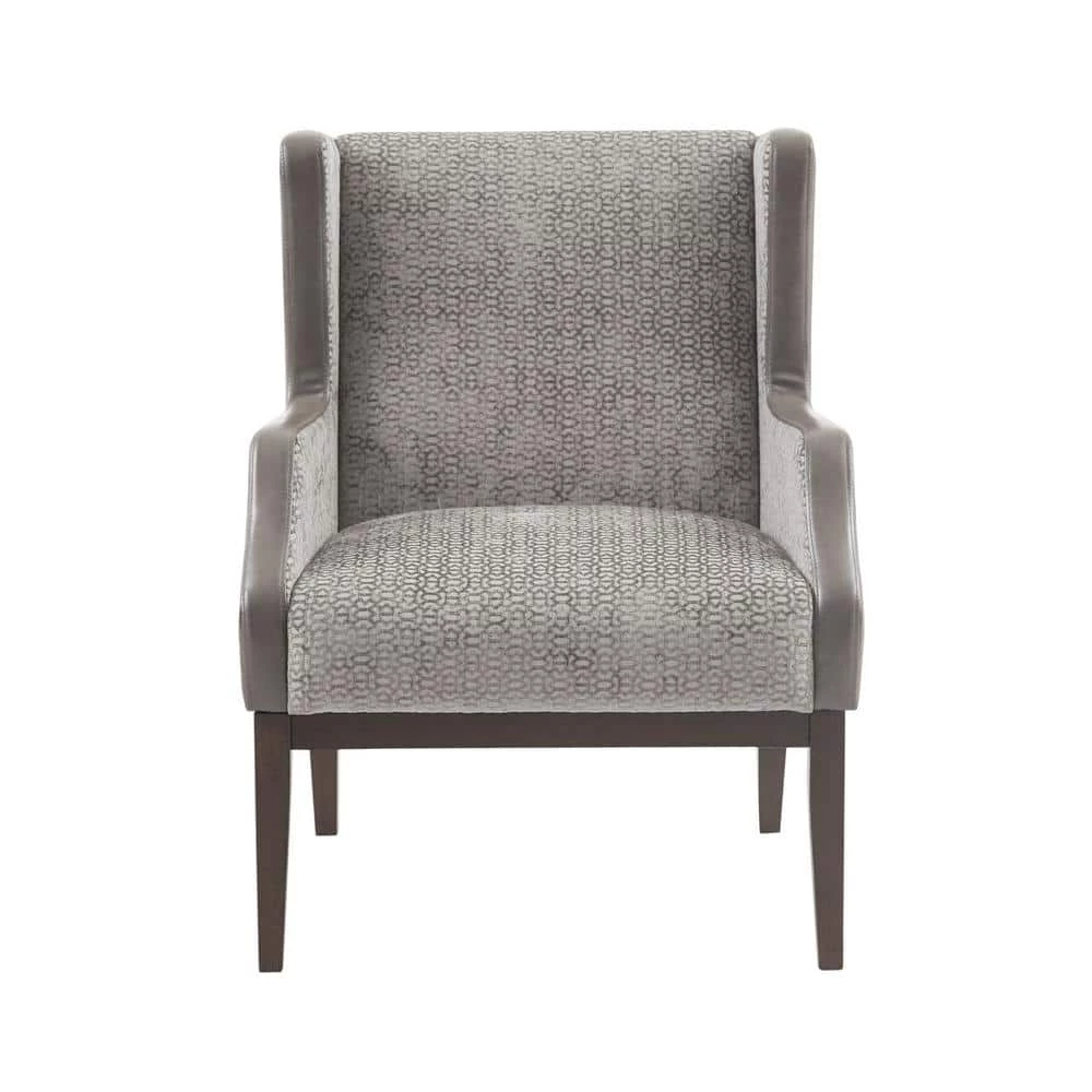 Benjamin Cream/Taupe Dark coffee Finish Recessed Arm Accent Chair by Madison Park 2 Benjamin Cream/Taupe Dark coffee Finish Recessed Arm Accent Chair by Madison Park
