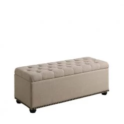 Beige Storage Bench with 3-Seating 18 in. x 45.5 in. x 17.25 in. by ORE International