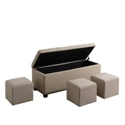 Beige Storage Bench with 3-Seating 18 in. x 45.5 in. x 17.25 in. by ORE International -DealsProLounger Store beige ore international bedroom benches hb4493b c3 1000