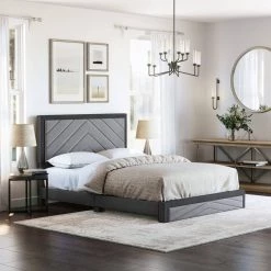 Brea Black and Gray Linen King Upholstered Platform Bed Frame by Boyd Sleep 9 Brea Black and Gray Linen King Upholstered Platform Bed Frame by Boyd Sleep -DealsProLounger Store black and gray linen boyd sleep platform beds bapbbg203ek 31 1000