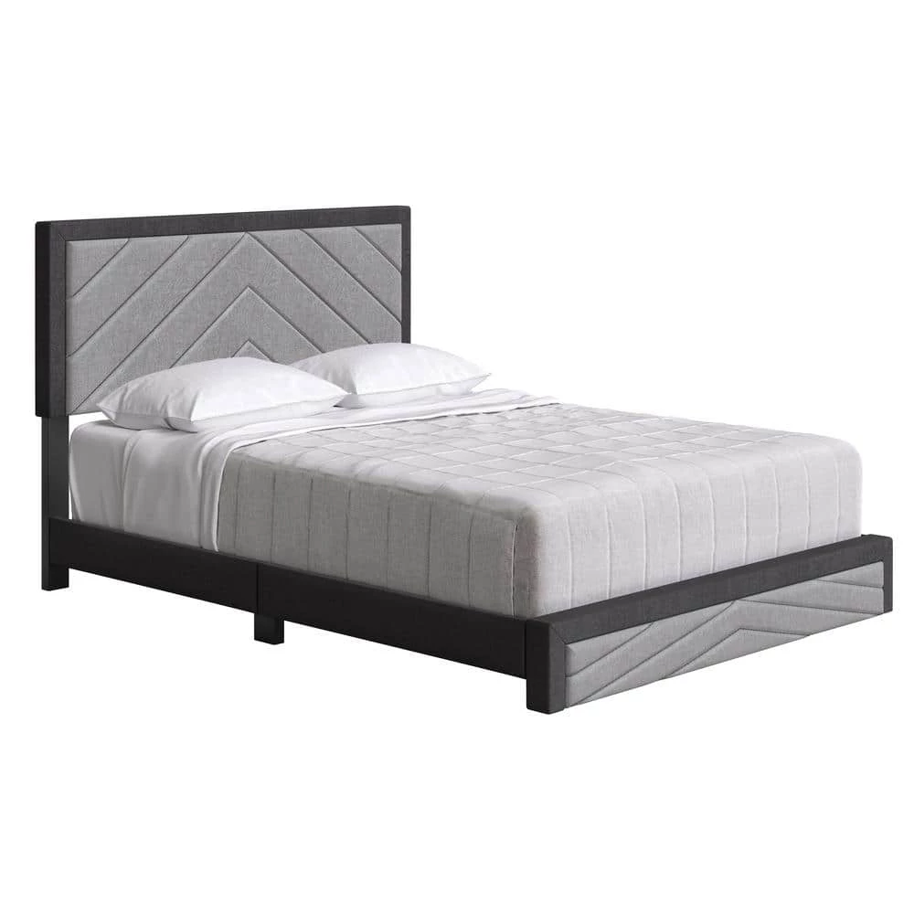 Brea Black and Gray Linen King Upholstered Platform Bed Frame by Boyd Sleep 3 Brea Black and Gray Linen King Upholstered Platform Bed Frame by Boyd Sleep