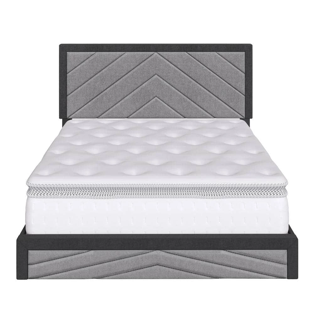 Brea Black and Gray Linen King Upholstered Platform Bed Frame by Boyd Sleep 5 Brea Black and Gray Linen King Upholstered Platform Bed Frame by Boyd Sleep - Image 3