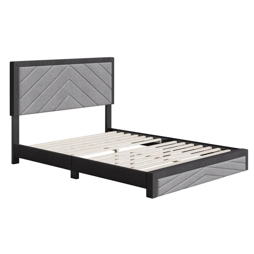 Brea Black and Gray Linen King Upholstered Platform Bed Frame by Boyd Sleep 4 Brea Black and Gray Linen King Upholstered Platform Bed Frame by Boyd Sleep - Image 2
