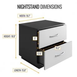 Hayes 2-Drawer Black and White Nightstand (18.9 in. H x 19.7 in. W x 15.75 in. D) by Boyd Sleep -DealsProLounger Store black and white boyd sleep nightstands amhbkw60nt c3 1000