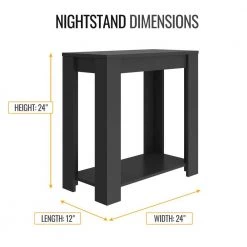 Blaire Classic Black Nightstand (23.62 in. H x 23.62 in. W x 11.81 in. D) by Boyd Sleep -DealsProLounger Store black boyd sleep nightstands ambbk660nt c3 1000