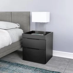 Cyrus Modern Double Drawer 17.7 H x 15.8 W Nightstand, Black by Boyd Sleep -DealsProLounger Store black boyd sleep nightstands cabk154ns 31 1000