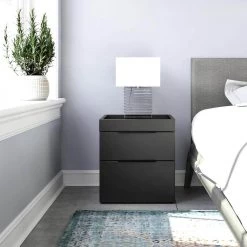Cyrus Modern Double Drawer 17.7 H x 15.8 W Nightstand, Black by Boyd Sleep -DealsProLounger Store black boyd sleep nightstands cabk154ns c3 1000
