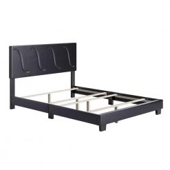 47 in.Brussels Faux Leather Queen Platform Bed Frame and Headboard, Black by Boyd Sleep