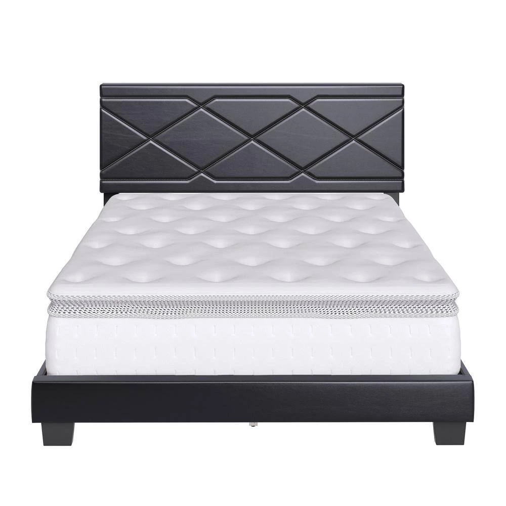 Antwerp Faux Leather Queen Platform Bed Frame and Headboard, Black by Boyd Sleep 8 Antwerp Faux Leather Queen Platform Bed Frame and Headboard, Black by Boyd Sleep - Image 6