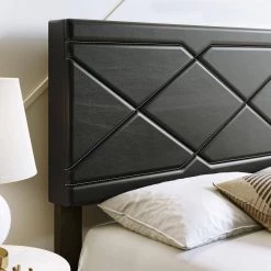 Antwerp Faux Leather Queen Platform Bed Frame and Headboard, Black by Boyd Sleep 12 Antwerp Faux Leather Queen Platform Bed Frame and Headboard, Black by Boyd Sleep -DealsProLounger Store black boyd sleep platform beds vmi1407bkqn 4f 1000
