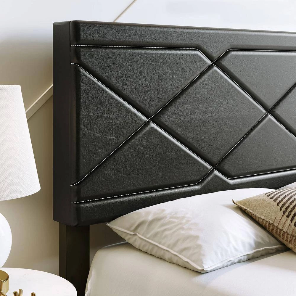 Antwerp Faux Leather Queen Platform Bed Frame and Headboard, Black by Boyd Sleep 6 Antwerp Faux Leather Queen Platform Bed Frame and Headboard, Black by Boyd Sleep - Image 4