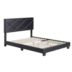 Antwerp Faux Leather Queen Platform Bed Frame and Headboard, Black by Boyd Sleep