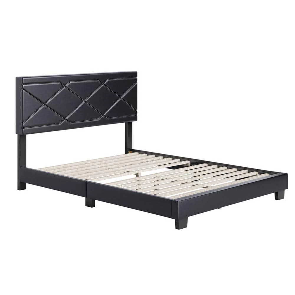 Antwerp Faux Leather Queen Platform Bed Frame and Headboard, Black by Boyd Sleep 3 Antwerp Faux Leather Queen Platform Bed Frame and Headboard, Black by Boyd Sleep