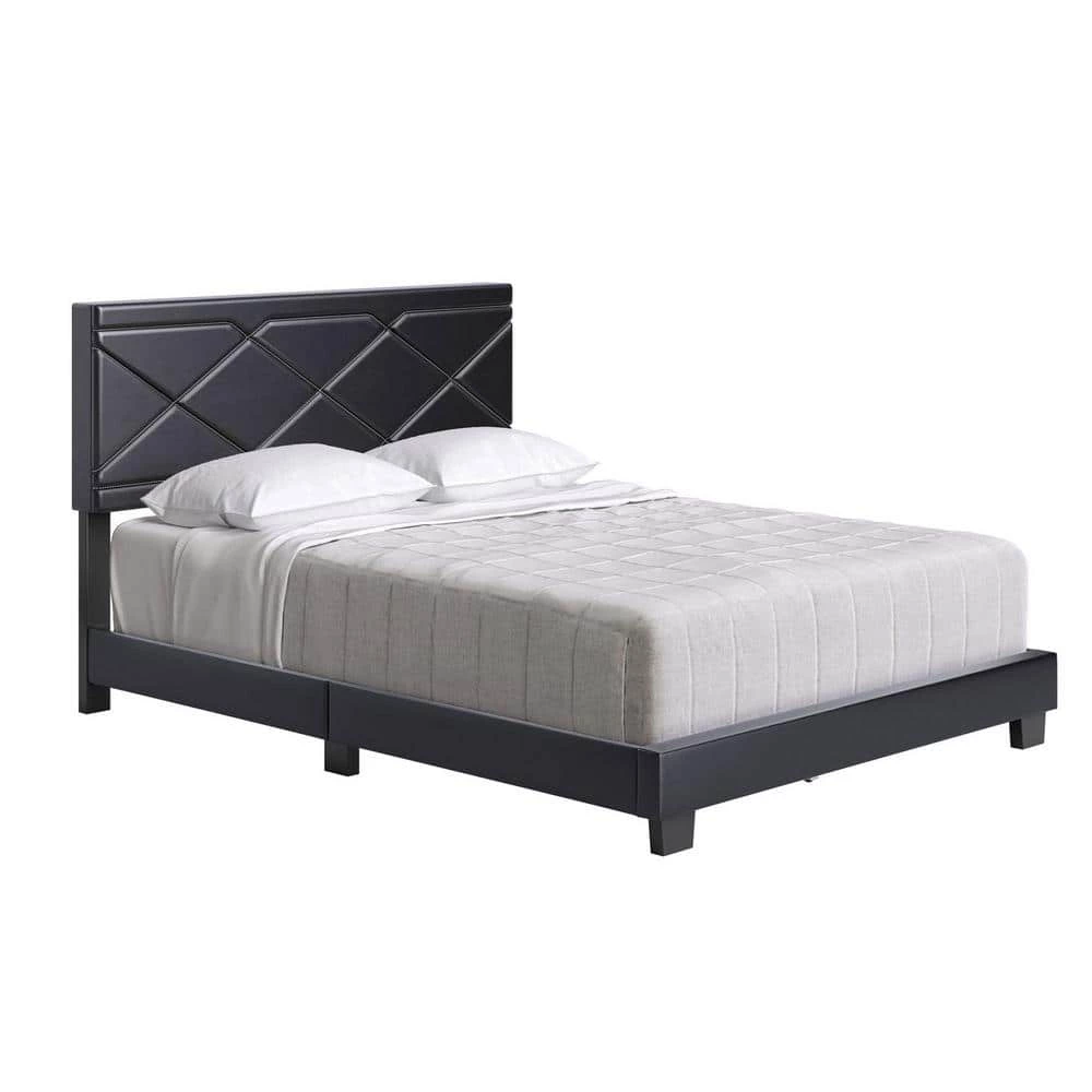 Antwerp Faux Leather Queen Platform Bed Frame and Headboard, Black by Boyd Sleep 4 Antwerp Faux Leather Queen Platform Bed Frame and Headboard, Black by Boyd Sleep - Image 2