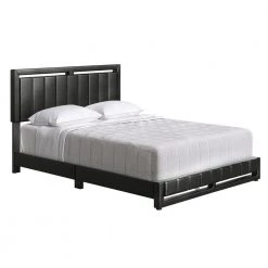 Shayne Black Faux Leather King Upholstered Platform Bed Frame by Boyd Sleep