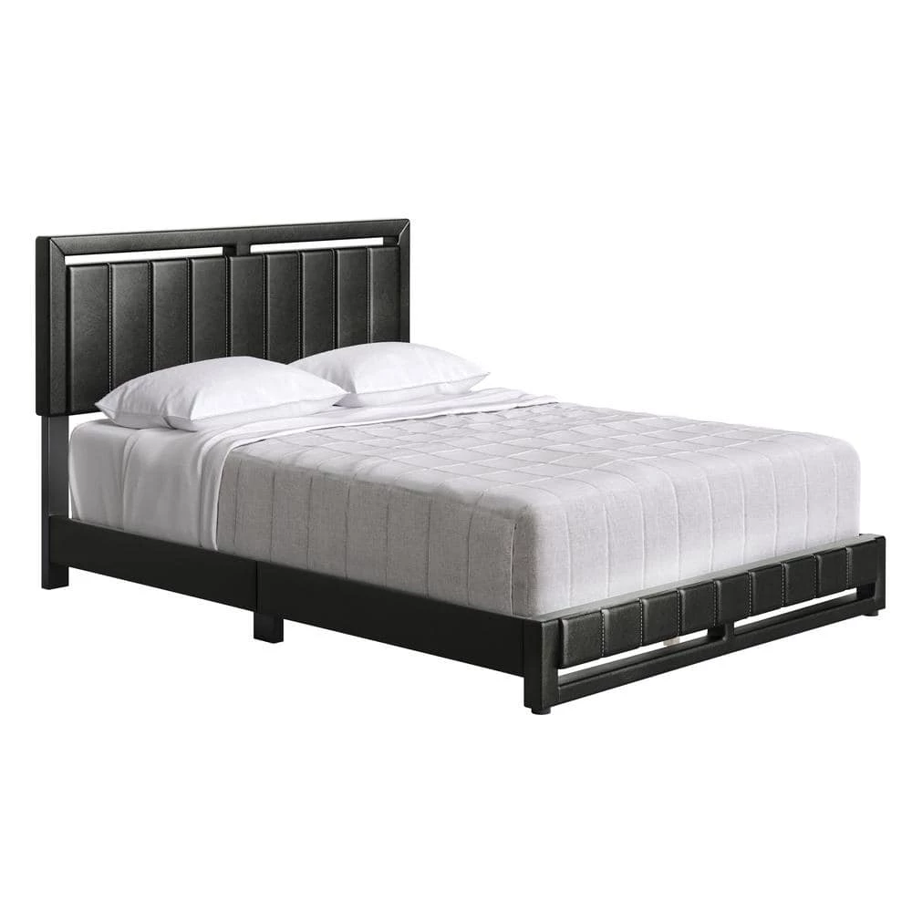 Shayne Black Faux Leather King Upholstered Platform Bed Frame by Boyd Sleep 3 Shayne Black Faux Leather King Upholstered Platform Bed Frame by Boyd Sleep
