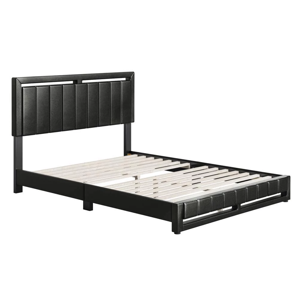 Shayne Black Faux Leather King Upholstered Platform Bed Frame by Boyd Sleep 4 Shayne Black Faux Leather King Upholstered Platform Bed Frame by Boyd Sleep - Image 2
