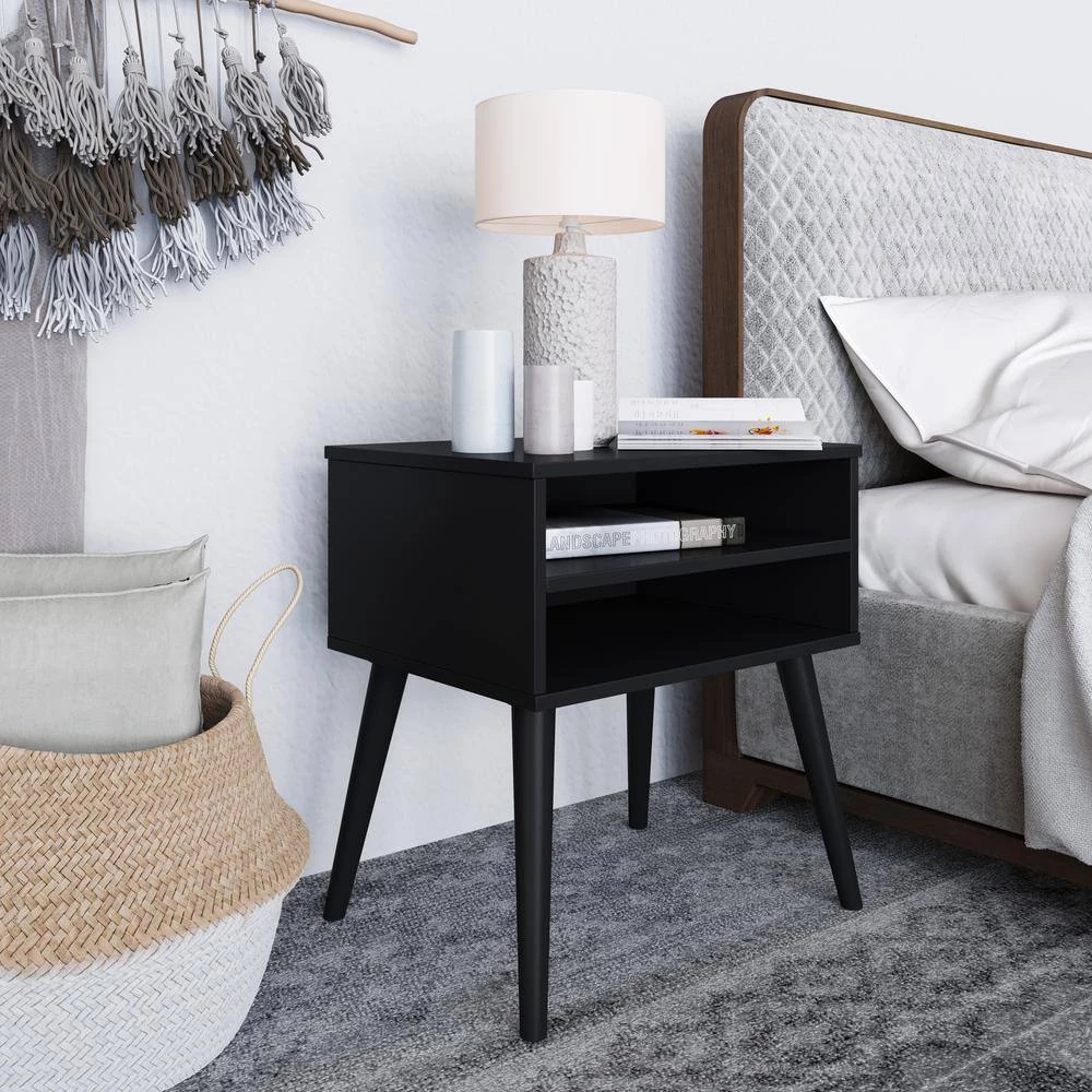 Parker Mid Century Modern Black Open Nightstand by Boyd Sleep 5 Parker Mid Century Modern Black Open Nightstand by Boyd Sleep - Image 3