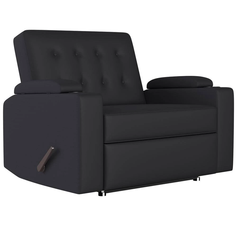 48 in. Black Microfiber Fabric 2-Seat Wall Hugger Loveseat Recliner with Cupholders and Storage by ProLounger 9 48 in. Black Microfiber Fabric 2-Seat Wall Hugger Loveseat Recliner with Cupholders and Storage by ProLounger - Image 7