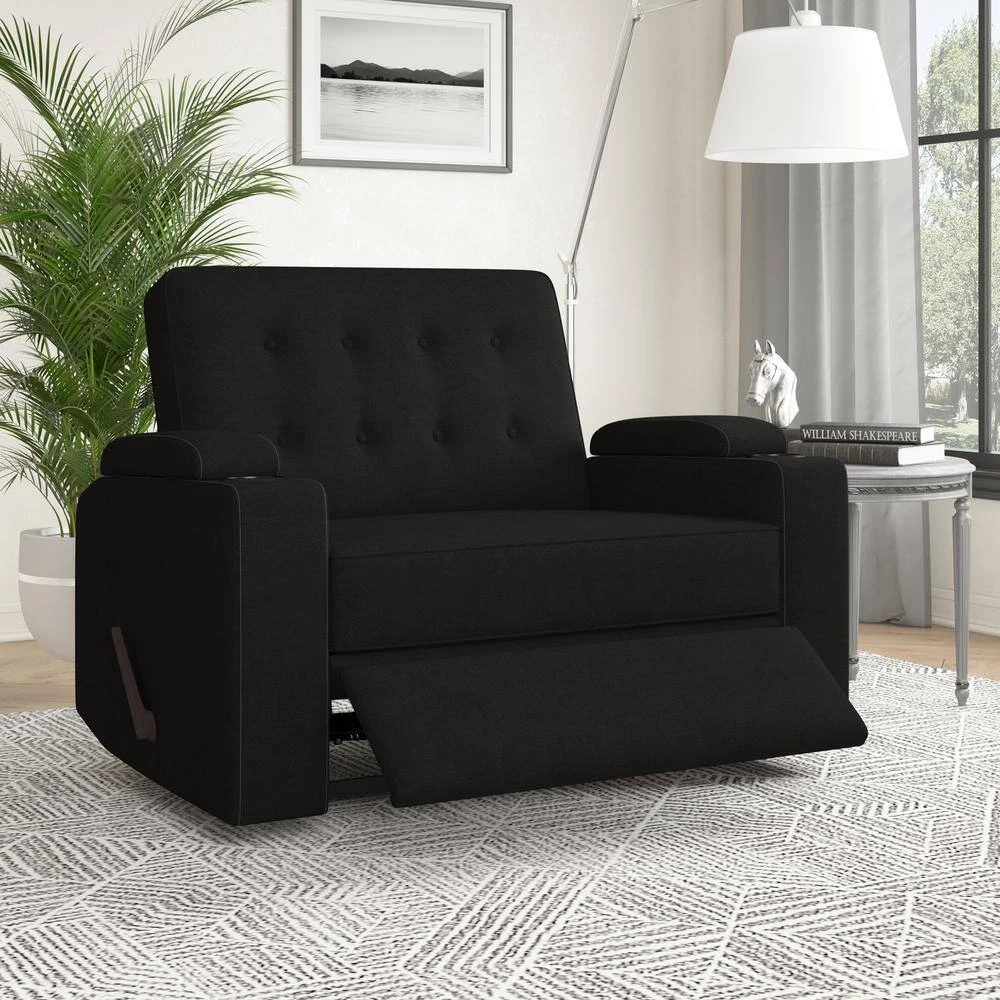 48 in. Black Microfiber Fabric 2-Seat Wall Hugger Loveseat Recliner with Cupholders and Storage by ProLounger 12 48 in. Black Microfiber Fabric 2-Seat Wall Hugger Loveseat Recliner with Cupholders and Storage by ProLounger - Image 10