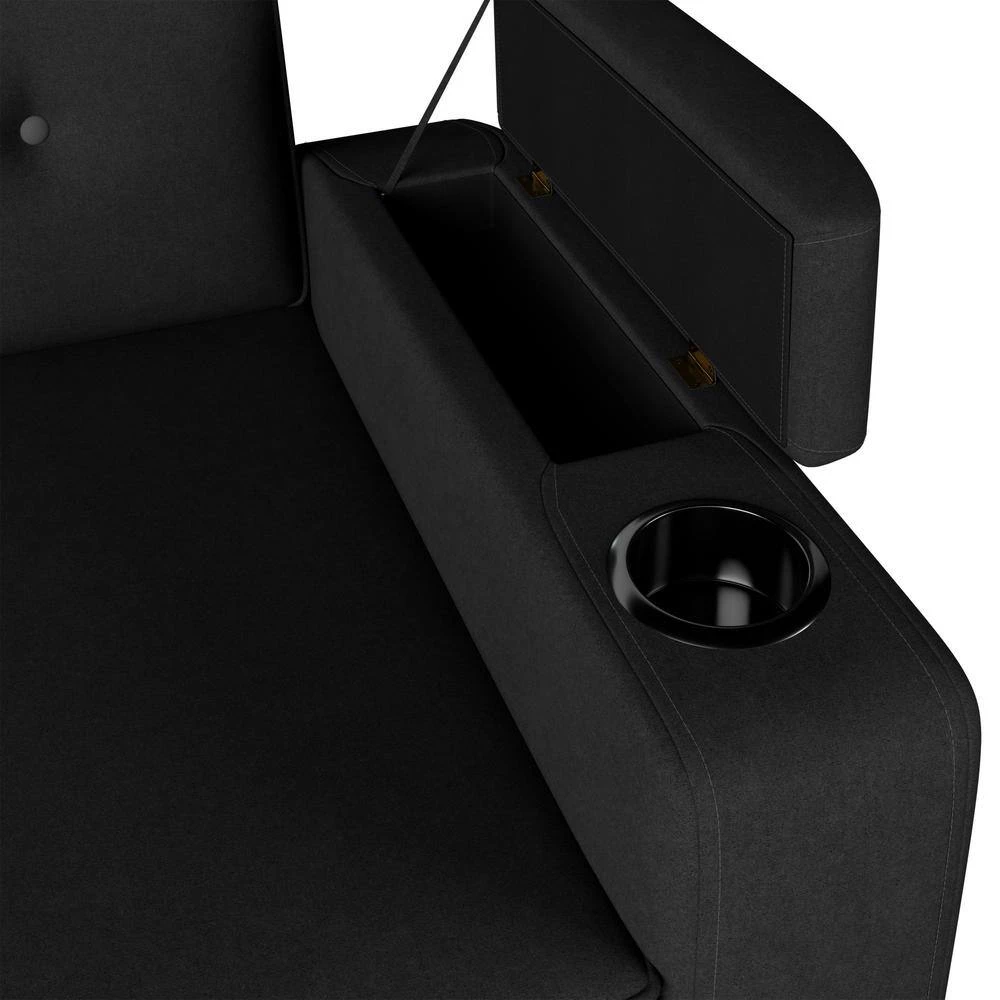 48 in. Black Microfiber Fabric 2-Seat Wall Hugger Loveseat Recliner with Cupholders and Storage by ProLounger 10 48 in. Black Microfiber Fabric 2-Seat Wall Hugger Loveseat Recliner with Cupholders and Storage by ProLounger - Image 8