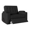 48 in. Black Microfiber Fabric 2-Seat Wall Hugger Loveseat Recliner with Cupholders and Storage by ProLounger