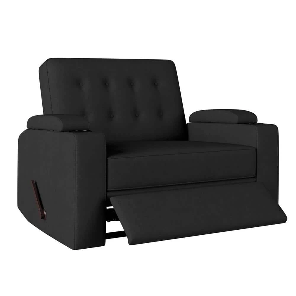 48 in. Black Microfiber Fabric 2-Seat Wall Hugger Loveseat Recliner with Cupholders and Storage by ProLounger 3 48 in. Black Microfiber Fabric 2-Seat Wall Hugger Loveseat Recliner with Cupholders and Storage by ProLounger