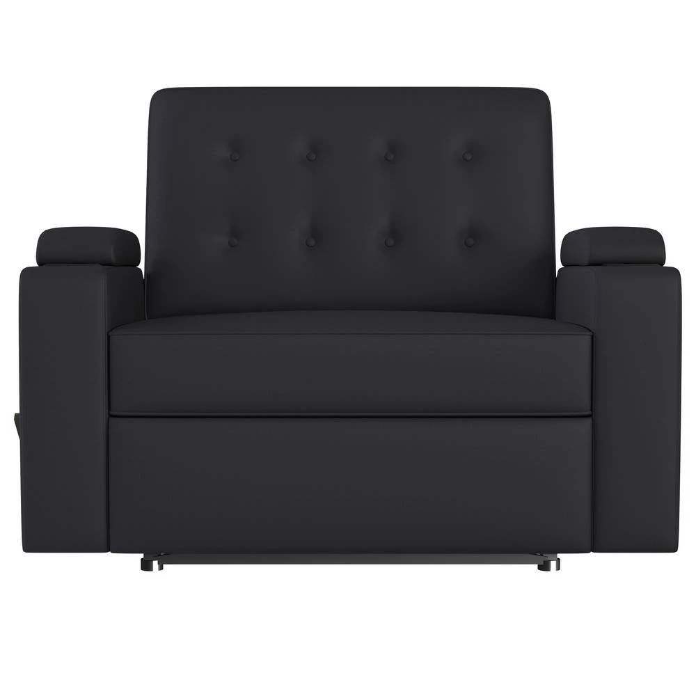 48 in. Black Microfiber Fabric 2-Seat Wall Hugger Loveseat Recliner with Cupholders and Storage by ProLounger 7 48 in. Black Microfiber Fabric 2-Seat Wall Hugger Loveseat Recliner with Cupholders and Storage by ProLounger - Image 5