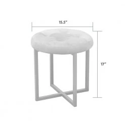 17 in. Black Faux Leather Tufted Mid Century Accent Stool by ORE International -DealsProLounger Store black ore international bar stools ore 47744 4f 1000