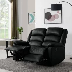 58 in. Black Polyester 2-Seater Reclining Loveseat with Flared Arms by ProLounger 27 58 in. Black Polyester 2-Seater Reclining Loveseat with Flared Arms by ProLounger -DealsProLounger Store black prolounger loveseats rcl61 kzs19 2s 31 1000