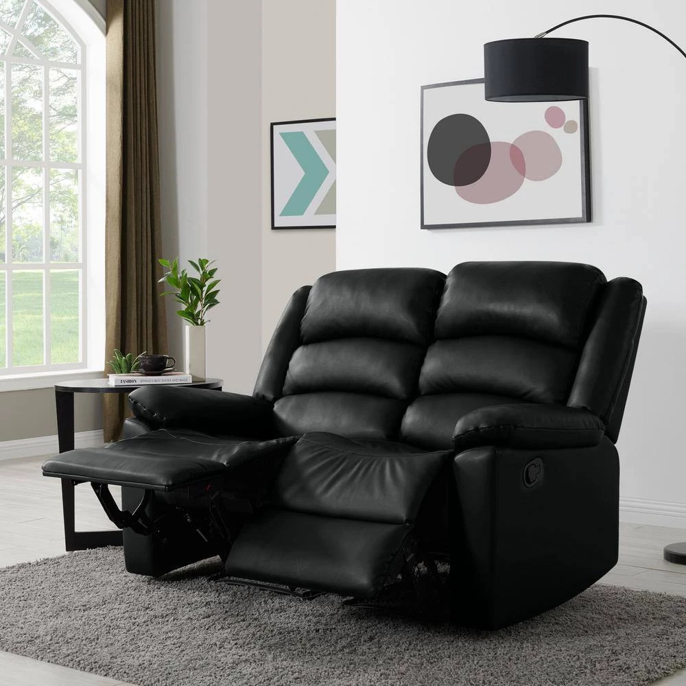 58 in. Black Polyester 2-Seater Reclining Loveseat with Flared Arms by ProLounger 15 58 in. Black Polyester 2-Seater Reclining Loveseat with Flared Arms by ProLounger - Image 13