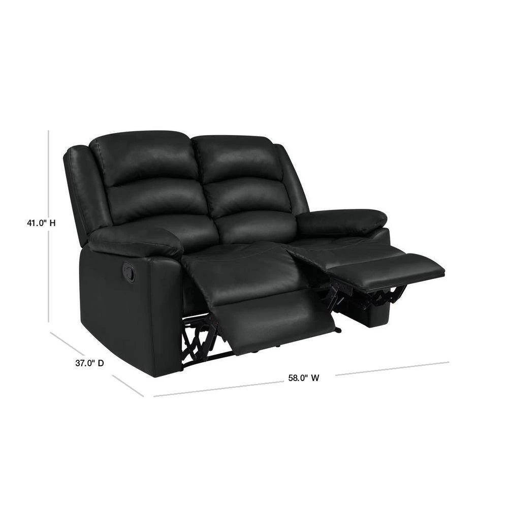 58 in. Black Polyester 2-Seater Reclining Loveseat with Flared Arms by ProLounger 5 58 in. Black Polyester 2-Seater Reclining Loveseat with Flared Arms by ProLounger - Image 3