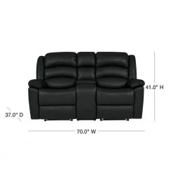 Black Tuff Stuff Polyurethane Fabric Loveseat 2-Seat Wall Hugger Recliner with Power Storage Console by ProLounger -DealsProLounger Store black prolounger loveseats rcl61 kzs19 2sc 40 1000