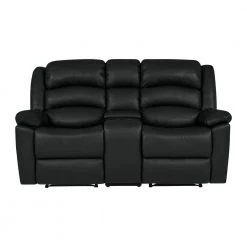 Black Tuff Stuff Polyurethane Fabric Loveseat 2-Seat Wall Hugger Recliner with Power Storage Console by ProLounger -DealsProLounger Store black prolounger loveseats rcl61 kzs19 2sc 4f 1000